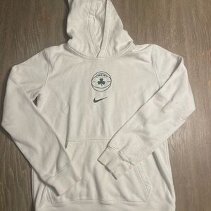 NBA White Hoodie with Green Shamrock Graphic